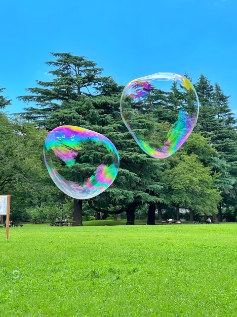 人工芝でシャボン玉をしても大丈夫?